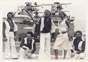 1970's rock band on a battle ship